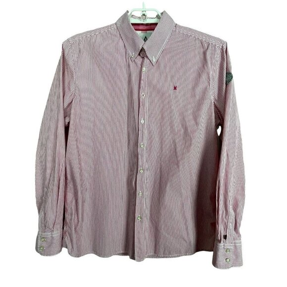 Gaastra Men's XL Pink White Striped Embroidered Button Up Long Sleeve Shirt - Picture 1 of 10